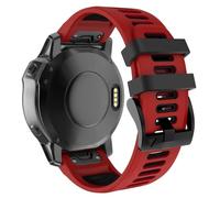 OVERSTEP Watch Band for Garmin Fenix 6X, 6X Pro, 7X, 5X, 5X Plus, 3, 3 HR, Descent MK1, D2 Delta PX, D2 Charlie - 26mm Silicone Strap Replacement Wristband - Red Black - Sports - Unisex