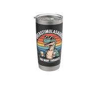 Overstimulasaurus Too Many Thoughts Retro Dino Stainless Steel Insulated Tumbler
