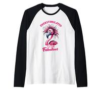Overstimulated But Still Fabulous Neurodivergent Flamingo Raglan Baseball Tee