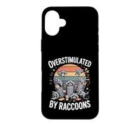 Overstimulated By Raccoons Funny Trash Panda Chaos Case for iPhone 16 Plus
