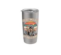 Overstimulated By Raccoons Funny Trash Panda Chaos Stainless Steel Insulated Tumbler