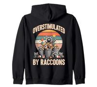Overstimulated By Raccoons Funny Trash Panda Chaos Zip Hoodie