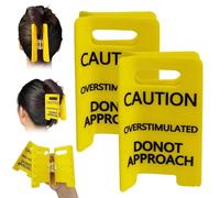 Overstimulated Caution Sign Hair Claw Clip Caution Overstimulated Do Not Approach Hair Clip Funny Yellow Cautions Hairs Clips For Thick Funny Gag Bold Gift (2Pcs)