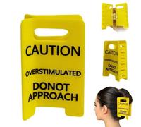 Overstimulated Caution Sign Hair Claw Clip - Funny Yellow Warning Claw Clip for Women, Strong Grip Acrylic Hair Clip for Thick or Fine Hair, Bold Mood Sign Gift for Friends & Coworkers