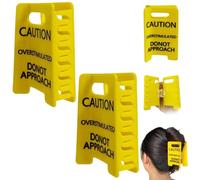 Overstimulated Caution Sign Hair Claw Clip, Setting Boundaries Caution Sign Hair Claw for Women, Funny Mental Health Awareness Gift, Large Hair Clips for All Hair, Yellow Novelty Hair Accessory (1)
