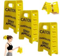 Overstimulated Caution Sign Hair Claw Clip, Yellow Caution Hair Clip for Thick Hair, Funny Hold On Partner I’m Overstimulated, Strong Grip Hair Claw (3PCS)