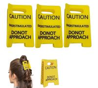Overstimulated Caution Sign Hair Clip Funny Accessory for Fine in Bright Yellow and Black Bold Letter Design Women Accessories
