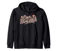 Overstimulated - Funny Cottagecore Introvert Saying Zip Hoodie