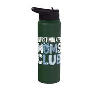 Overstimulated Moms Club Coquette Toile Blue Bow Stainless Steel Insulated Water Bottle
