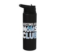 Overstimulated Moms Club Coquette Toile Blue Bow Stainless Steel Insulated Water Bottle