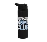 Overstimulated Moms Club Coquette Toile Blue Bow Stainless Steel Insulated Water Bottle