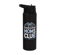 Overstimulated Moms Club Coquette Toile Blue Bow Stainless Steel Insulated Water Bottle