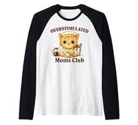 Overstimulated Moms Club Cute Cat Coffee n Tea Lover Raglan Baseball Tee