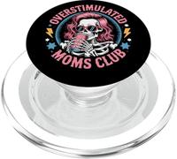 Overstimulated Moms Club Pink Skull Parenting Humor PopSockets PopGrip for MagSafe