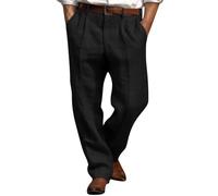 Overstock Items Clearance Men Trousers Wrinkle-Resistant Slim Fit Bottom Skinny Linen Workwear Sweatpant Elastic Waistband High Waist Combat Trousers Office Formal Hiking Joggers Black