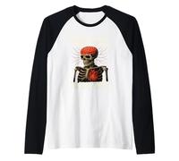 Overthinker Overfeeler Skeleton Burning Brain Beating Heart Raglan Baseball Tee