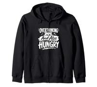 OVERTHINKING And Also HUNGRY Peeking Cat Lover Tee Zip Hoodie