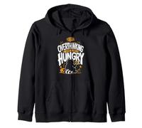 OVERTHINKING AND ALSO HUNGRY Raccoon Pizza Lover Zip Hoodie