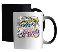 Overthinking and Mental Exhaustion Cartoon Ceramic Magic Mug White