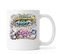 Overthinking and Mental Exhaustion Cartoon Ceramic Tea Coffee Mug White