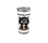 Overthinking Cat Iced Coffee Funny Feline Humor Stainless Steel Insulated Tumbler