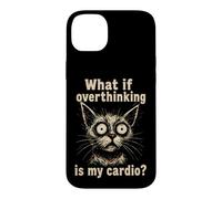 Overthinking Is My Cardio Funny Anxious Cat Humor Anxiety Case for iPhone 14 Plus