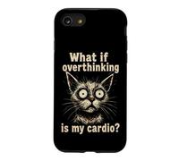 Overthinking Is My Cardio Funny Anxious Cat Humor Anxiety Case for iPhone SE (2020) / 7/8