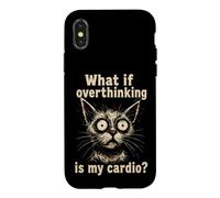 Overthinking Is My Cardio Funny Anxious Cat Humor Anxiety Case for iPhone X/XS