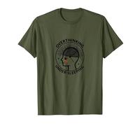 Overthinking Under-Sleeping Mental Health Awareness T-Shirt, Men, Olive, M