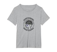 Overthinking Under-Sleeping Mental Health Awareness T-Shirt, Women's Plus, Heather Grey, 1X