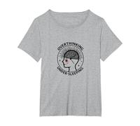 Overthinking Under-Sleeping Mental Health Awareness T-Shirt, Women's Plus, Heather Grey, 1X