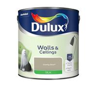 Overtly Olive Walls & Ceilings Silk Emulsion Paint 2.5 L - Smooth Washable Silk Finish, Quick Dry, Low-VOC, Easy Application for Interior Walls & Ceilings