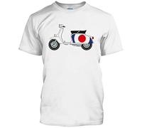 Overtone T-shirts Vintage Style Mod Scooter Lambretta Target RAF Music T-Shirt White