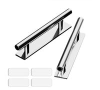 OVERTOYOU 2 Pcs Cabinet Wardrobe Pull Door Handle Window Sliding Door Pull Self-Adhesive Furniture Handles Easy to Install Self Adhesive Furniture Handle Sliding Door Pull Glass Window Handle, Silver