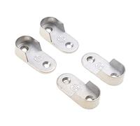 OVERTOYOU 4Pcs Oval-Rail Wardrobe Polished-Chrome Hanging-Tube Metal Closet Organizers Rod Hanger Standard Tube Support Wardrobe Rod-bracket