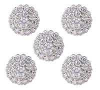 OVERTOYOU Decorative Button, 5Pcs 12mm Crystal for Rhinestone Flower Round Buttons with Loop Metal Embellishm, As Pictures Shown