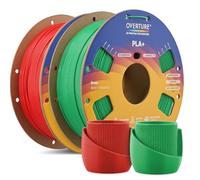 OVERTURE 2KG Bundle High Speed PL 2.0 3D Printer Filament, Red+Green | Upgraded Rapid PL 2.0, Tougher & Faster & More Durable & Enhanced Stability, Up to 300mm/s, Fits Most FDM (Red+Green)