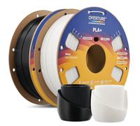 OVERTURE 2KG Bundle High Speed PL 3D Printer Filament 1.75mm, Black+White | Upgraded Rapid PL 2.0, Tougher & Faster & More Durable & Enhanced Stability, Up to 300mm/s, Fits Most FDM (Black+White)