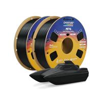 OVERTURE 2KG Bundle PETG Filament 1.75mm, High Speed Printing 3D Printer Filament, Black*2 PETG 1kg (2.2lbs) Cardboard Spool- Neatly Wound, Dimensional Accuracy +/- 0.02mm, Fit Most FDM Printers