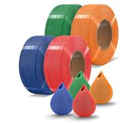 OVERTURE 4KG Bundle High Speed Refill PLA 3D Printer Filament, 4 Colors Set | No Spool, Rapid Refilament PLA for Bambu Lab Reusable Spool, 1.75mm ± 0.02, Fits Most FDM (Green*1+Red*1+Blue*1+Orange*1)