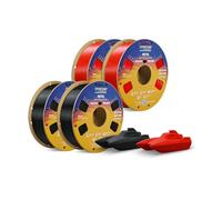 OVERTURE 4KG Bundle PETG Filament 1.75mm, High Speed Printing 3D Printer Filament, Black*2+Red*2 PETG 1kg (2.2lbs) Cardboard Spool- Neatly Wound, Accuracy +/- 0.02mm, Fit Most FDM Printers
