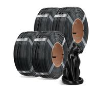OVERTURE 4KG Bundle Refill PETG 3D Printer Filament, 4 Pack Black PETG Filament 1.75mm 1kg, High Speed Refilament for Bambu Lab Reusable Spool, Accuracy +/- 0.02 mm, Fit Most FDM 3D Printers