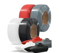 OVERTURE 4KG Bundle Refill PETG 3D Printer Filament, Black+White+Red+Space Grey PETG Filament 1.75mm 1kg per Spool, High Speed Refilament for Bambu Lab Reusable Spool, Accuracy +/- 0.02 mm