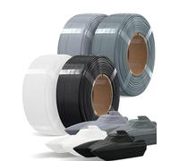 OVERTURE 4KG Bundle Refill PETG 3D Printer Filament, Black+White+Space Grey+Light Grey PETG Filament 1.75mm 1kg per Spool, High Speed Refilament for Bambu Lab Reusable Spool, Accuracy +/- 0.02 mm