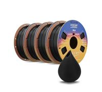 OVERTURE 4KG PLA Filament Bundle 1.75mm, High Speed 3D Printer Filament Bundle (4 Pack), Black*4 PLA on Cardboard Spool (2.2lbs) - Neatly Wound, Accuracy +/- 0.02mm, Fit Most FDM Printers
