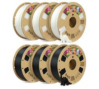 OVERTURE 6KG Bundle Easy PLA 1.75mm 3D Printer Filament, 6 Pack 1kg Spool (2.2lbs), Dimensional Accuracy +/- 0.02mm, Fit Most FDM Printe (Easy Black*3+Easy White*3)