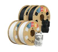 OVERTURE Matte PLA 3D Printer Filament 1.75mm, Easy to Print, PLA Matte Filament 1kg*4(8.8lbs), Cardboard Spool, High Precision ±0.02mm (Black*2+White*2)