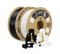 OVERTURE PETG 3D Printer Filament 1.75mm, Neatly Wound Durable PETG, 2kg Spool (2 * 1kg), Strong Toughness Filament, Accuracy +/- 0.02mm, Fit Most FDM Printers (Black*1+White*1)