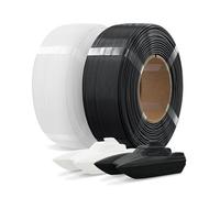 OVERTURE PETG Filament 1.75mm, 2KG Refill Bundle (2 * 1kg) on Reusable Spool (Black*1+White*1), High Impact Resistance, Tangle-Free, Vacuum Sealed for Reliable Printing