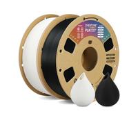 OVERTURE PLA Filament 1.75mm PLA 3D Printer Filament, 2kg Cardboard Spool (4.4lbs), Dimensional Accuracy +/- 0.02mm, Fit Most FDM Printer(Black*1+White*1)